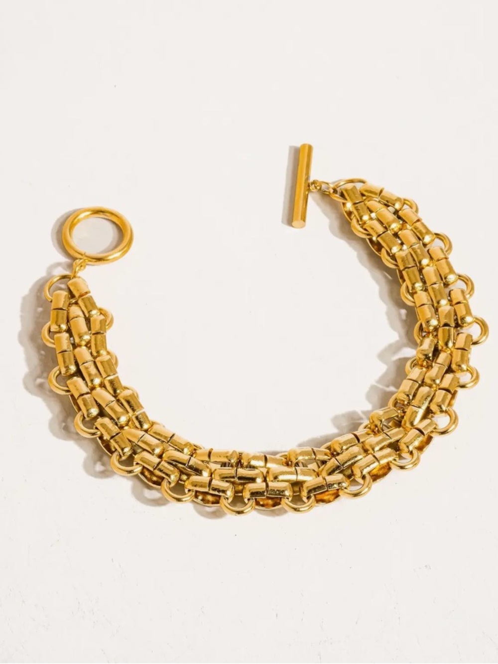 Non-Tarnish Gold Multi-Row Toggle Bracelet